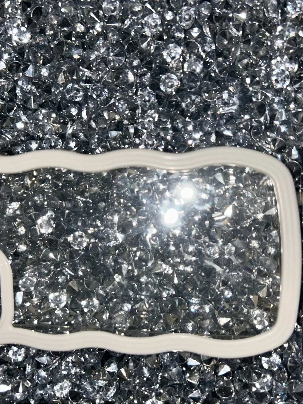 iPhone 15 Clear Glitter Wave Phone Case with White Trim